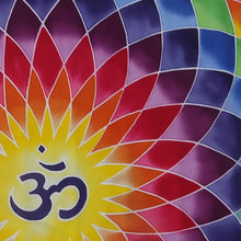 Load image into Gallery viewer, Om-Themed Batik Rayon Wall Hanging in Yellow from Bali - Om Dream in Yellow | NOVICA