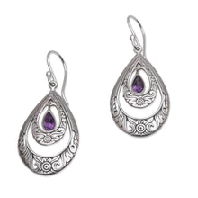 Load image into Gallery viewer, Artisan Handmade Amethyst 925 Sterling Silver Earrings - Gift of Flowers in Purple | NOVICA