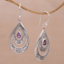 Load image into Gallery viewer, Artisan Handmade Amethyst 925 Sterling Silver Earrings - Gift of Flowers in Purple | NOVICA