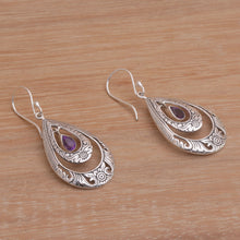 Load image into Gallery viewer, Artisan Handmade Amethyst 925 Sterling Silver Earrings - Gift of Flowers in Purple | NOVICA