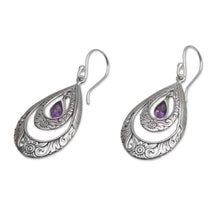 Load image into Gallery viewer, Artisan Handmade Amethyst 925 Sterling Silver Earrings - Gift of Flowers in Purple | NOVICA
