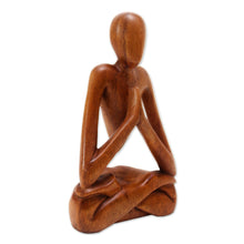 Load image into Gallery viewer, Wood Lotus Meditation Yoga Sculpture Hand Carved in Bali - Natural Meditation | NOVICA
