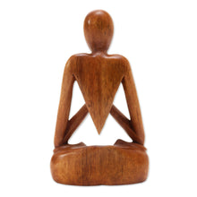 Load image into Gallery viewer, Wood Lotus Meditation Yoga Sculpture Hand Carved in Bali - Natural Meditation | NOVICA