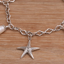 Load image into Gallery viewer, Cultured Freshwater Pearl and Silver Starfish Charm Bracelet - Sea Star | NOVICA