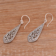 Load image into Gallery viewer, Handcrafted Balinese Sterling Silver Dangle Earrings - Ornate Teardrop | NOVICA
