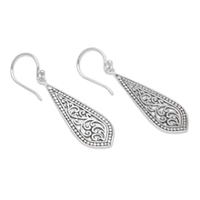 Load image into Gallery viewer, Handcrafted Balinese Sterling Silver Dangle Earrings - Ornate Teardrop | NOVICA
