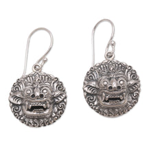 Load image into Gallery viewer, Sterling Silver Barong Guardian Spirit Dangle Earrings - Balinese Guardian | NOVICA