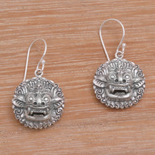 Load image into Gallery viewer, Sterling Silver Barong Guardian Spirit Dangle Earrings - Balinese Guardian | NOVICA