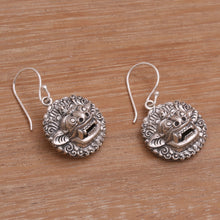 Load image into Gallery viewer, Sterling Silver Barong Guardian Spirit Dangle Earrings - Balinese Guardian | NOVICA