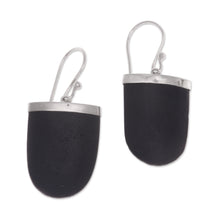 Load image into Gallery viewer, Sterling Silver and Black Lava Stone Dangle Earrings - Dark Empress | NOVICA