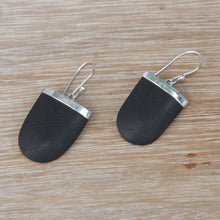 Load image into Gallery viewer, Sterling Silver and Black Lava Stone Dangle Earrings - Dark Empress | NOVICA