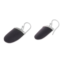 Load image into Gallery viewer, Sterling Silver and Black Lava Stone Dangle Earrings - Dark Empress | NOVICA