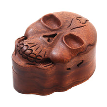 Load image into Gallery viewer, Suar Wood Skull Puzzle Box Crafted in Bali - Skull Keeper | NOVICA