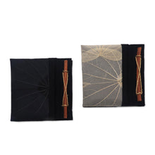 Load image into Gallery viewer, Handmade Banana Bark and Kupu-Kupu Leaf Notebook (Pair) - Autumn Scribble | NOVICA
