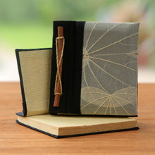 Load image into Gallery viewer, Handmade Banana Bark and Kupu-Kupu Leaf Notebook (Pair) - Autumn Scribble | NOVICA