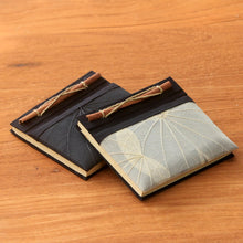 Load image into Gallery viewer, Handmade Banana Bark and Kupu-Kupu Leaf Notebook (Pair) - Autumn Scribble | NOVICA