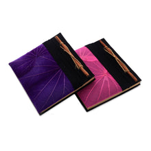 Load image into Gallery viewer, Pink and Purple Kupu-Kupu Leaf Journals from Bali (Pair) - Pink and Purple Kupu-Kupu | NOVICA