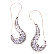 Load image into Gallery viewer, Handcrafted Sterling Silver Drop Earrings from Bali - Jawan Hooks | NOVICA