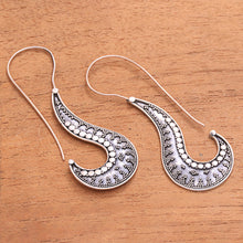 Load image into Gallery viewer, Handcrafted Sterling Silver Drop Earrings from Bali - Jawan Hooks | NOVICA