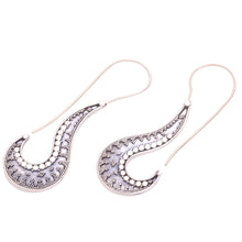 Load image into Gallery viewer, Handcrafted Sterling Silver Drop Earrings from Bali - Jawan Hooks | NOVICA