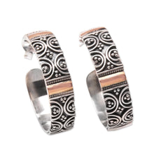 Load image into Gallery viewer, Circle Motif Gold Accented Sterling Silver Earrings - Semicircle Loops | NOVICA