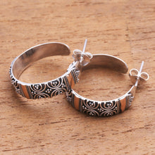 Load image into Gallery viewer, Circle Motif Gold Accented Sterling Silver Earrings - Semicircle Loops | NOVICA