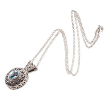 Load image into Gallery viewer, Swirl Pattern Blue Topaz Pendant Necklace from Bali - Angel Eye | NOVICA