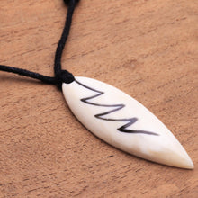 Load image into Gallery viewer, Lightning Bolt Bone and Resin Pendant Necklace from Bali - Beautiful Lightning | NOVICA