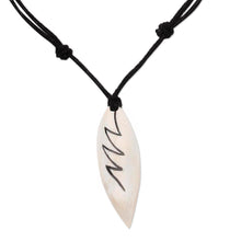 Load image into Gallery viewer, Lightning Bolt Bone and Resin Pendant Necklace from Bali - Beautiful Lightning | NOVICA