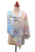 Load image into Gallery viewer, Hibiscus Flower Batik Rayon Shawl from Bali - Rainbow Hibiscus | NOVICA