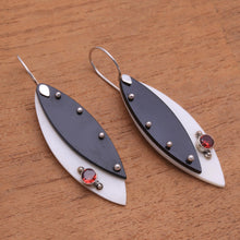Load image into Gallery viewer, Modern Garnet Dangle Earrings from Thailand - Light's Edge | NOVICA