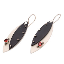 Load image into Gallery viewer, Modern Garnet Dangle Earrings from Thailand - Light's Edge | NOVICA