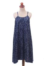 Load image into Gallery viewer, Batik Rayon Sundress in Midnight and White from Bali - Many Leaves | NOVICA