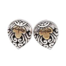 Load image into Gallery viewer, Vine Pattern Gold Accented Sterling Silver Stud Earrings - Royal Glam | NOVICA
