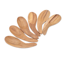 Load image into Gallery viewer, Curved Teak Wood Scoops from Bali (Set of 6) - Stylish Meal | NOVICA