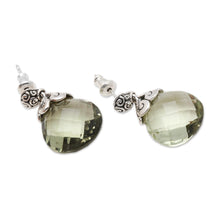 Load image into Gallery viewer, Silver Earrings from Bali Featuring 10 Carats of Prasiolite - Dazzling | NOVICA