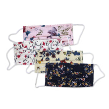 Load image into Gallery viewer, Four 2-Layer Cotton Wildflower Print Elastic Loop Face Masks - Balinese Wildflowers | NOVICA