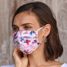 Load image into Gallery viewer, Four 2-Layer Cotton Wildflower Print Elastic Loop Face Masks - Balinese Wildflowers | NOVICA
