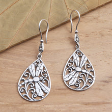 Load image into Gallery viewer, Dragonfly Sterling Silver Earrings from Bali - Dragonfly Breeze | NOVICA