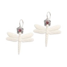 Load image into Gallery viewer, Dragonfly Dangle Earrings with Garnet - Dragonfly Crown | NOVICA