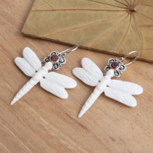 Load image into Gallery viewer, Dragonfly Dangle Earrings with Garnet - Dragonfly Crown | NOVICA