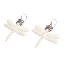 Load image into Gallery viewer, Dragonfly Dangle Earrings with Garnet - Dragonfly Crown | NOVICA