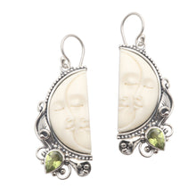 Load image into Gallery viewer, Peridot and Sterling Silver Moon Dangle Earrings - Cheek to Cheek | NOVICA
