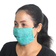 Load image into Gallery viewer, 3 Handmade Blue-Pink-Red Rayon Batik Pleated Face Masks - Colorful Tropics | NOVICA