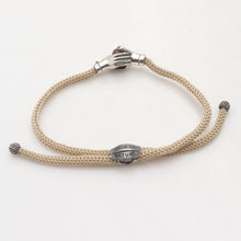 Load image into Gallery viewer, Bali Tiger's Eye & Sterling Silver Beige Cord Unity Bracelet - Silver Beige Handshake | NOVICA
