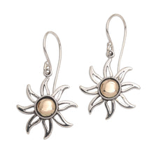 Load image into Gallery viewer, Sunburst Sterling Silver Earrings with Gold Plated Accent - Celuk Sun | NOVICA