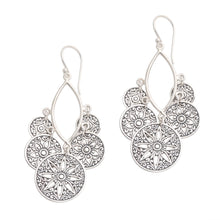 Load image into Gallery viewer, Sterling Silver Dangle Earrings Flowers and Circles - Circle of Progression | NOVICA