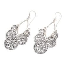 Load image into Gallery viewer, Sterling Silver Dangle Earrings Flowers and Circles - Circle of Progression | NOVICA