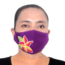 Load image into Gallery viewer, 4 Hand-Painted Plumeria on Balinese Batik 2-Layer Face Masks - Island Plumeria | NOVICA