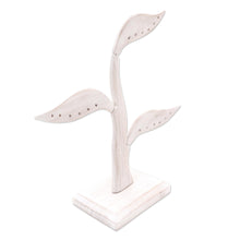 Load image into Gallery viewer, White Jempinis Wood Leaf-Themed Jewelry Holder (10 Inch) - Daun Salam in White | NOVICA